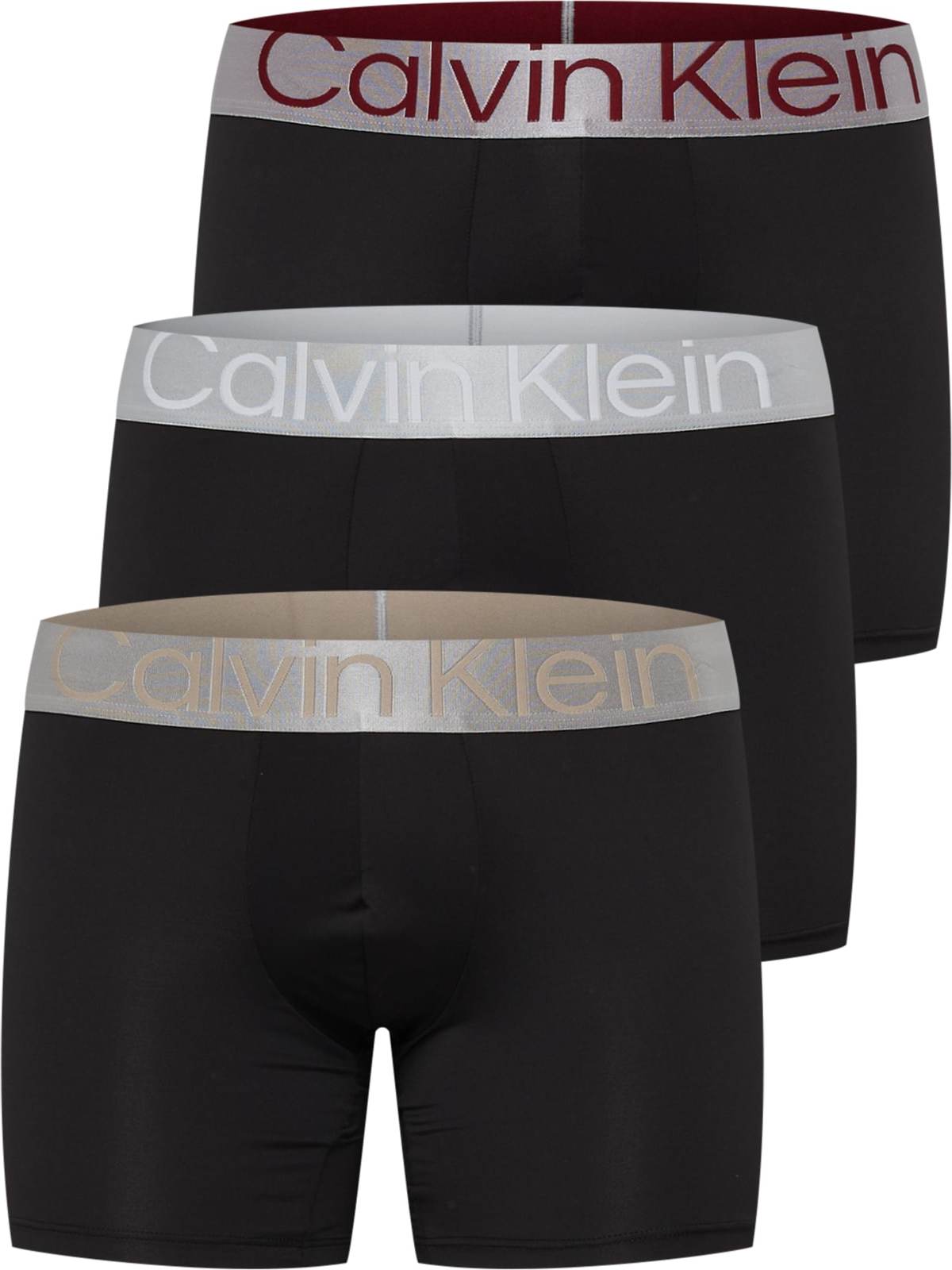 Calvin Klein Underwear Boxerky kouřově modrá / tmavě červená / černá / stříbrná