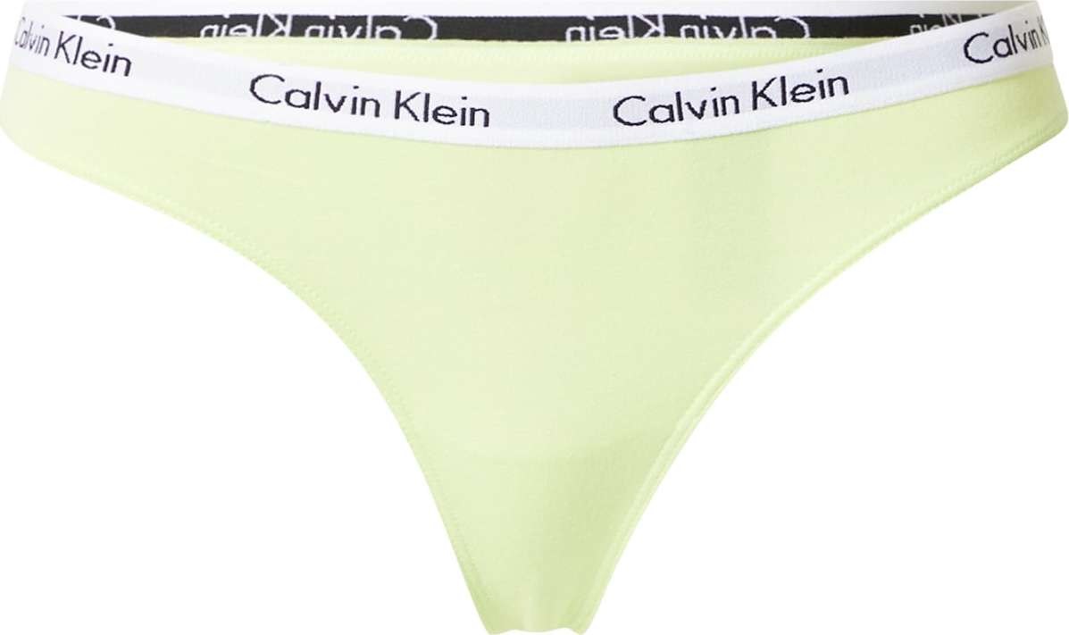 Calvin Klein Underwear Tanga 'CAROUSEL' světle zelená / černá / bílá