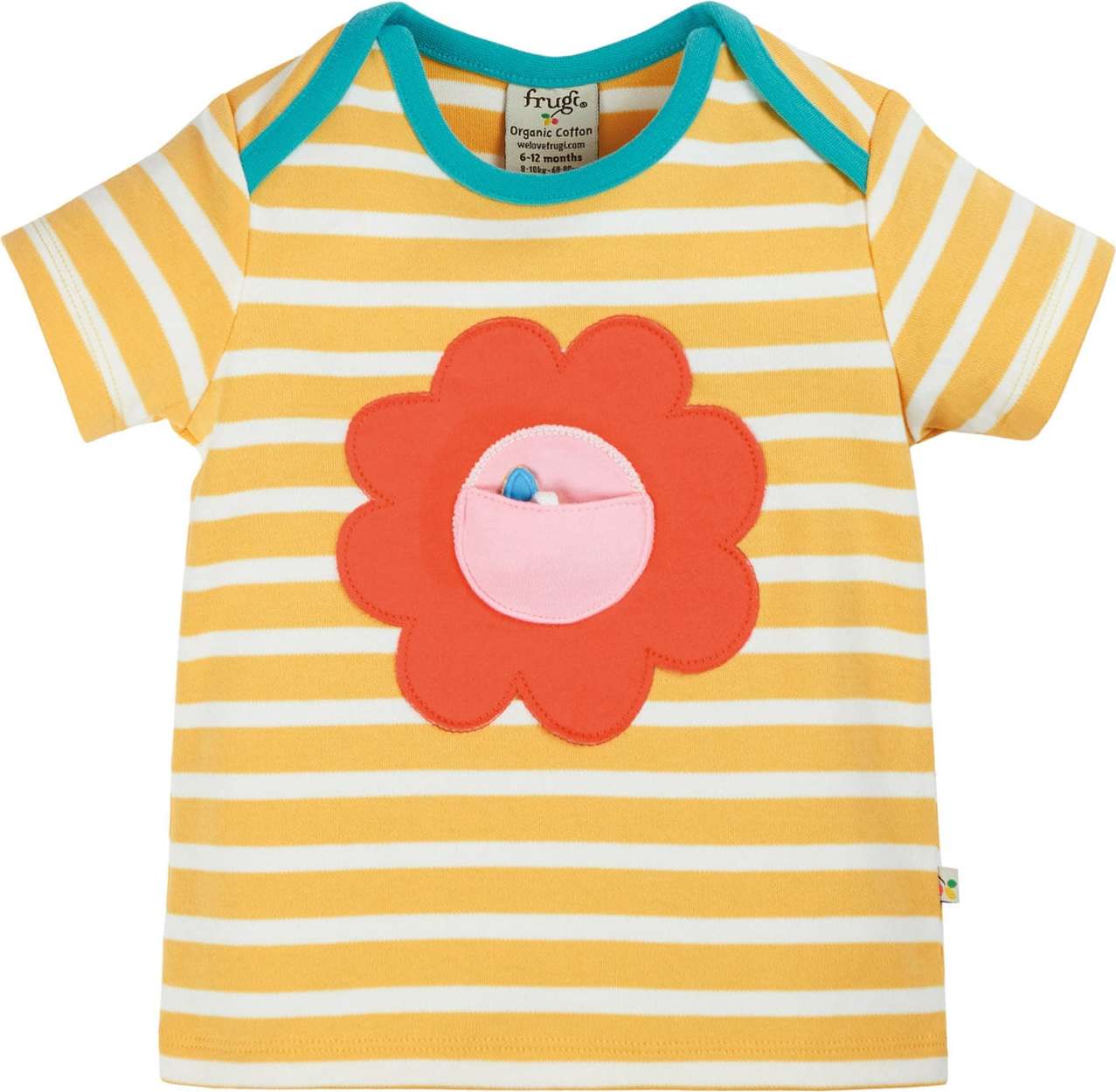 Frugi Tričko 'Bobster' azurová modrá / tmavě žlutá / humrová / růžová / bílá