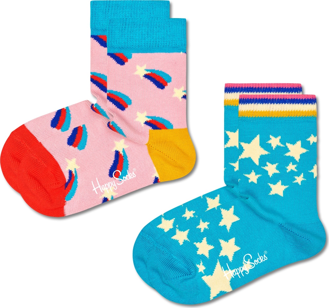 Happy Socks Ponožky 'SHOOTING STAR' azurová modrá / kari / světle růžová / červená