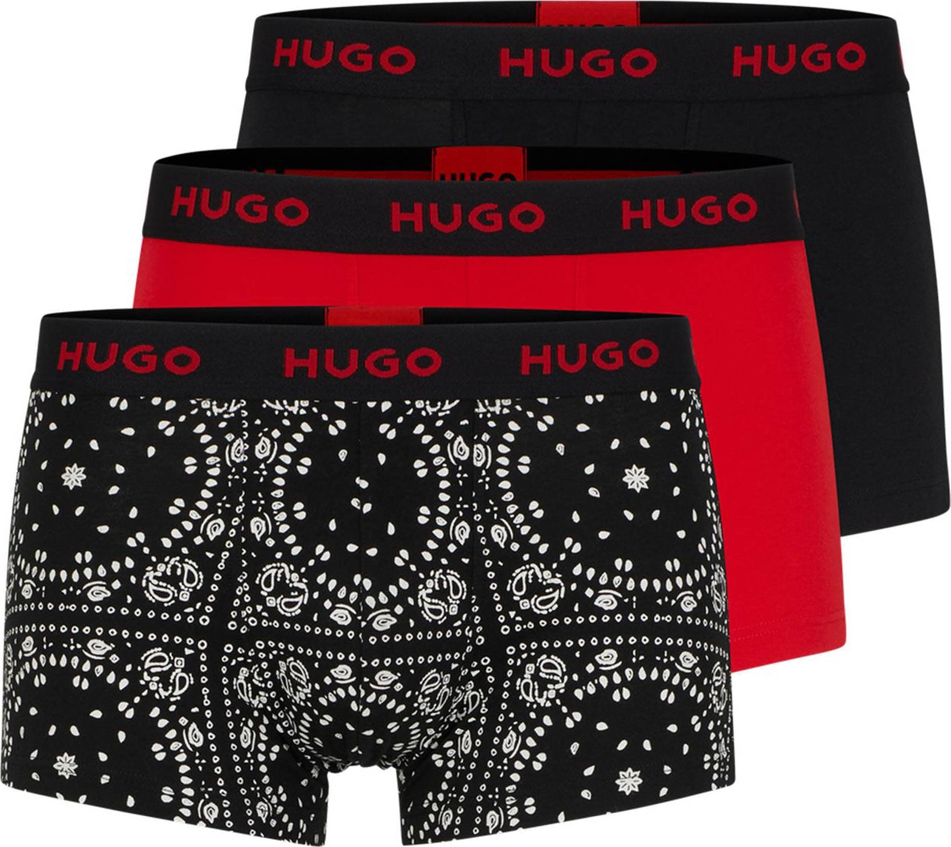 HUGO Boxerky červená / černá / bílá