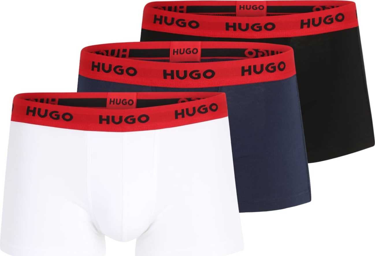 HUGO Boxerky marine modrá / jasně červená / černá / offwhite