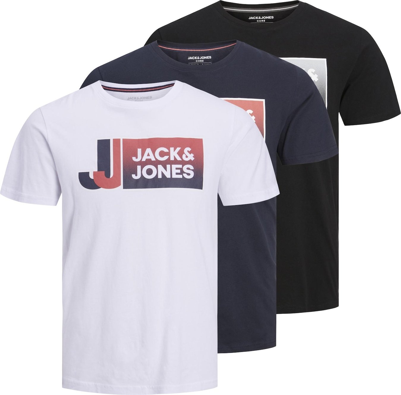 JACK & JONES Tričko 'LOGAN' námořnická modř / hnědá / rezavě hnědá / šedá / černá / bílá