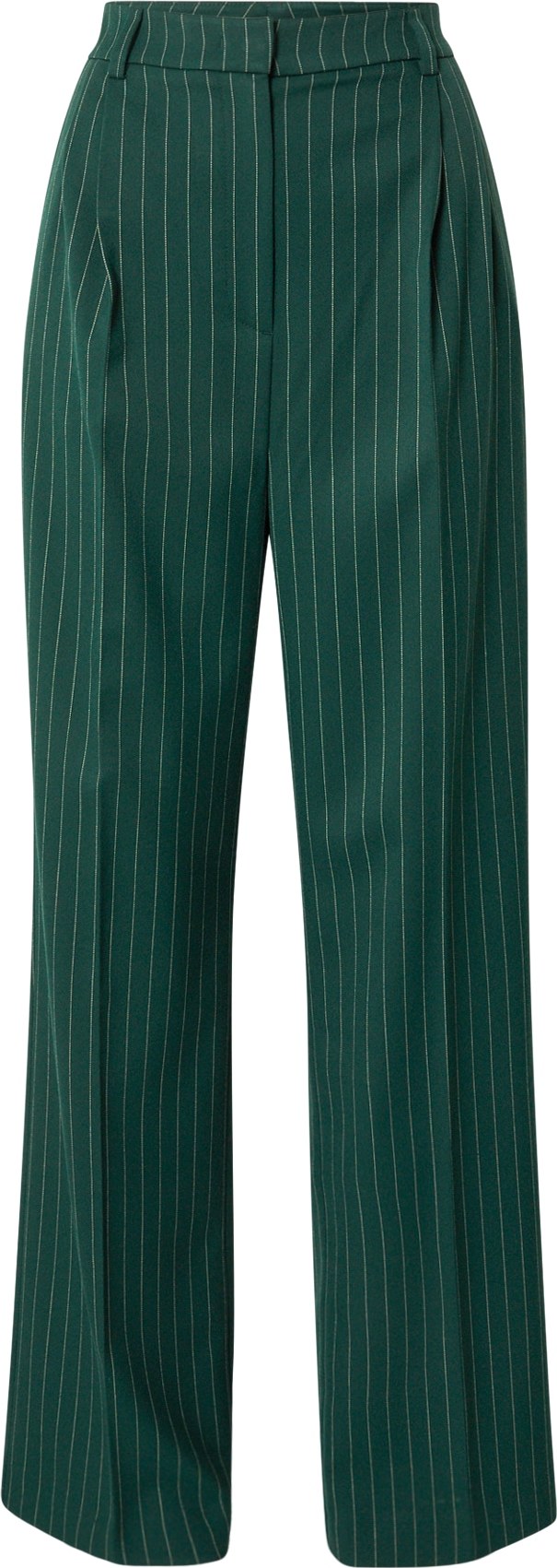 Karo Kauer Kalhoty se sklady v pase tmavě zelená / bílá