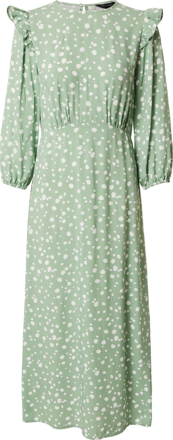 NEW LOOK Šaty 'BELLE' pastelově zelená / bílá