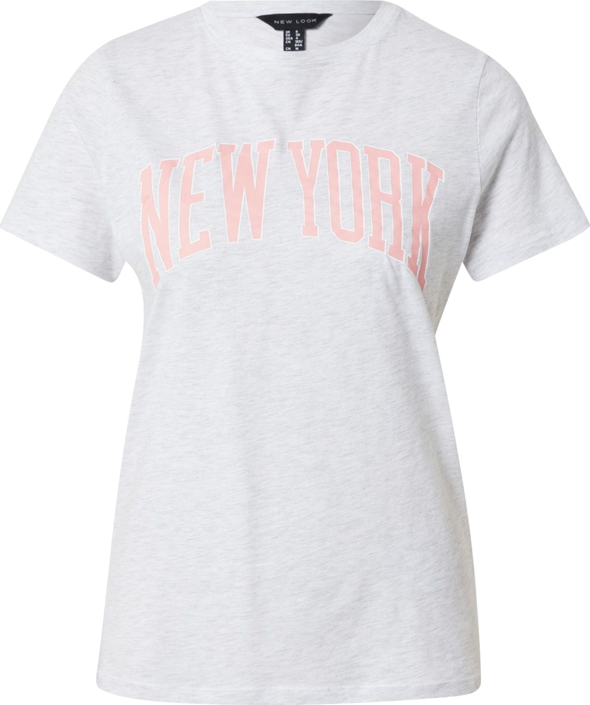 NEW LOOK Tričko 'NEW YORK' světle šedá / pastelově růžová