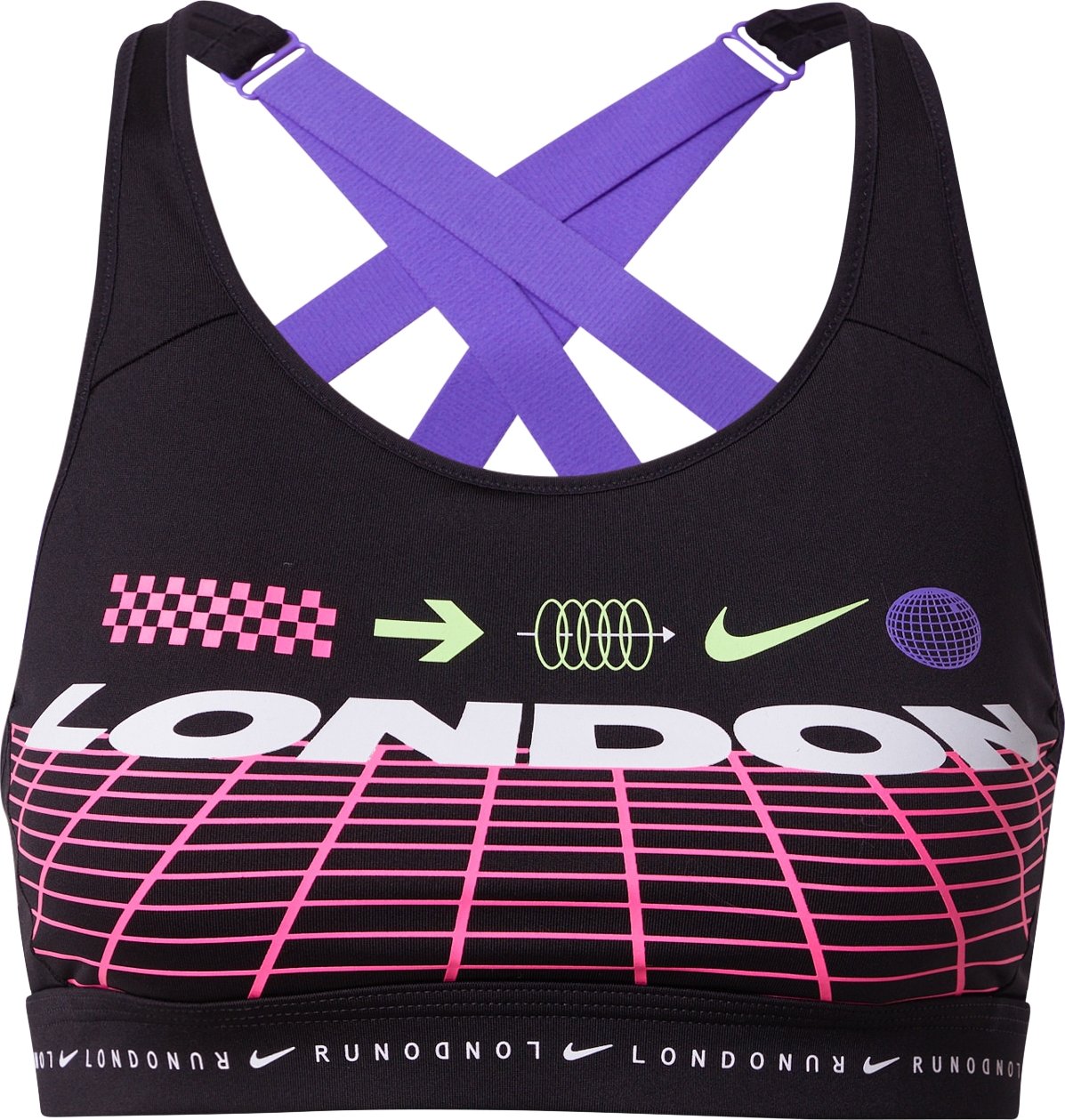 NIKE Sportovní podprsenka 'Impact London' fialová / pink / černá / bílá