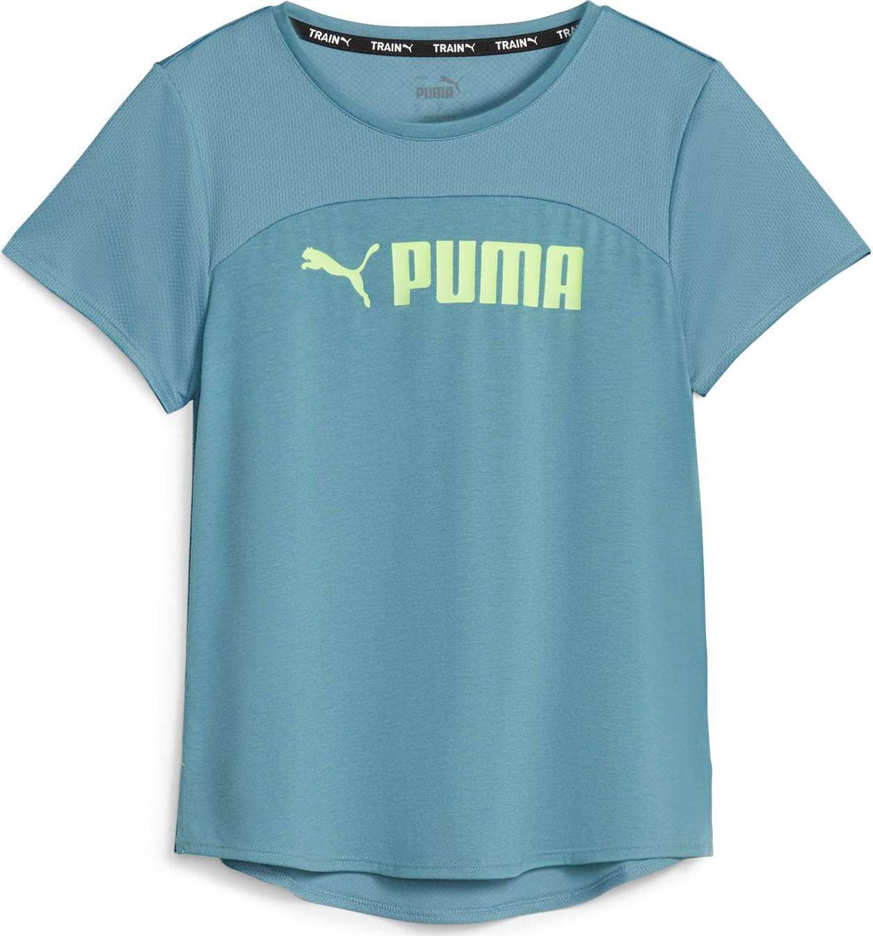 PUMA Funkční tričko azurová modrá / světle zelená