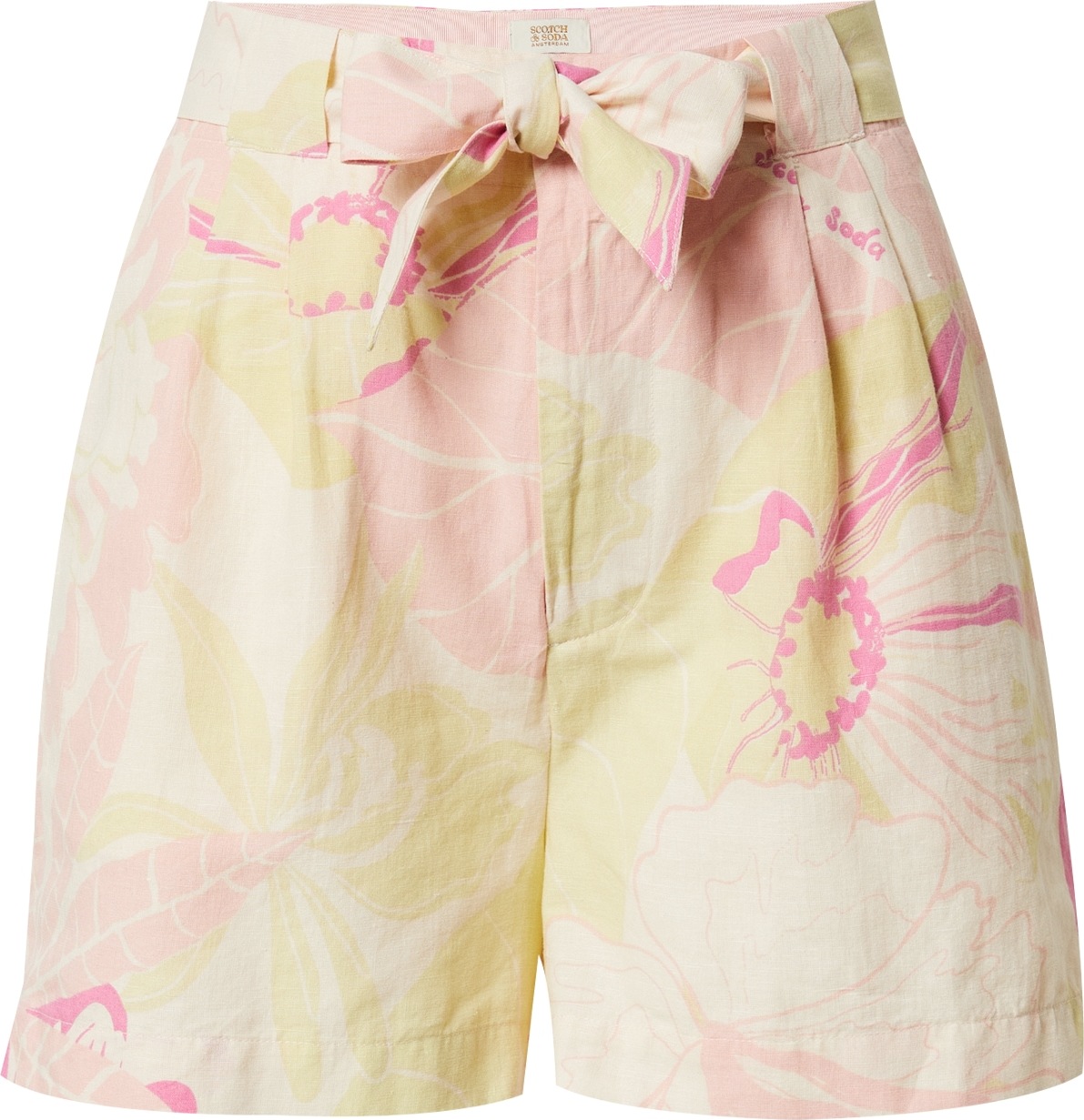 SCOTCH & SODA Kalhoty pastelově žlutá / pink / růže / pastelově růžová