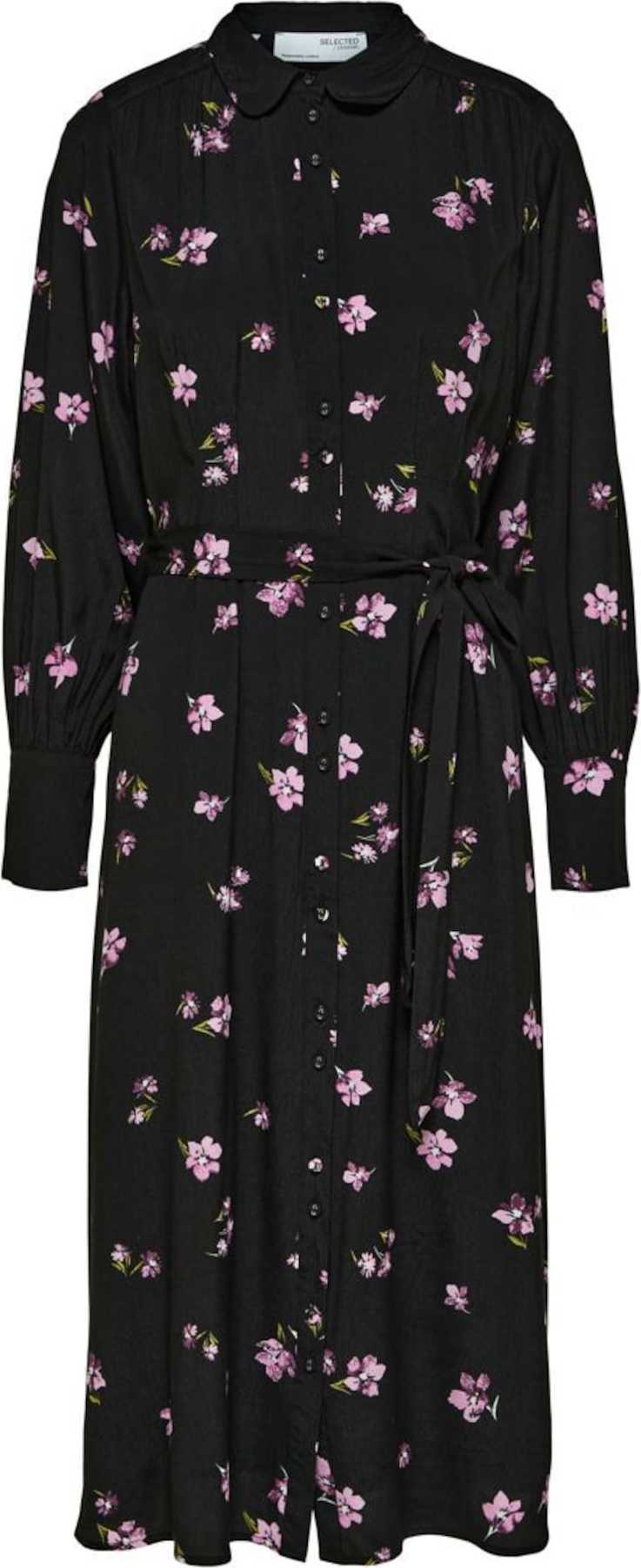 SELECTED FEMME Košilové šaty fialová / pink / černá