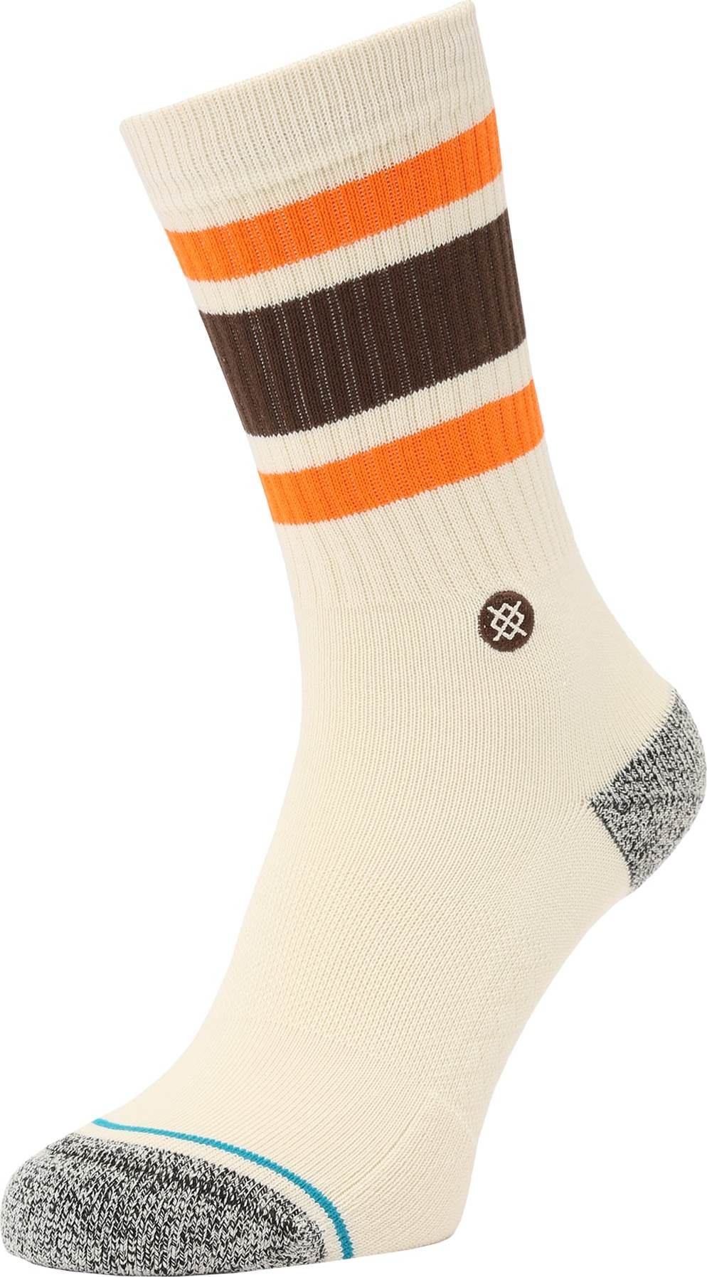 Stance Sportovní ponožky 'BOYD' tmavě hnědá / šedý melír / oranžová / offwhite