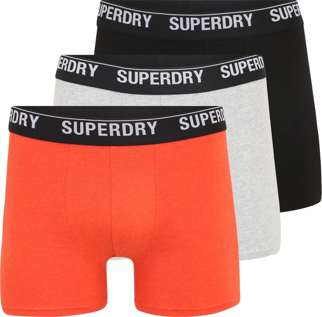 Superdry Boxerky šedý melír / jasně oranžová / černá