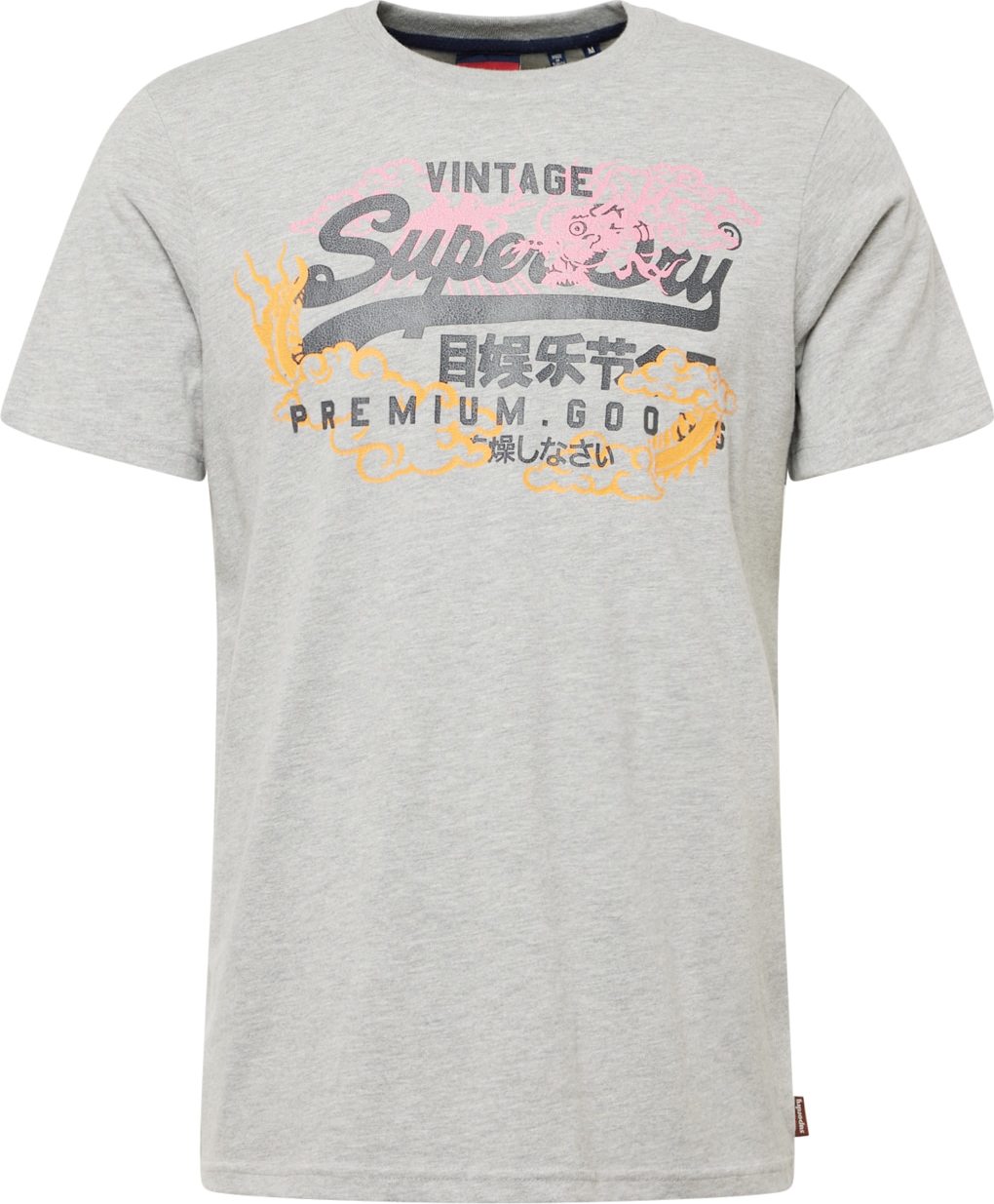 Superdry Tričko 'Narrative' šedý melír / oranžová / pink