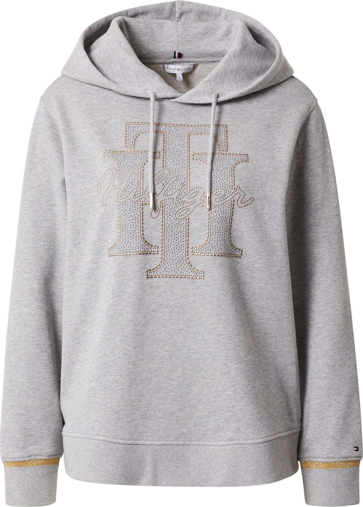 TOMMY HILFIGER Mikina zlatá / šedý melír / stříbrná