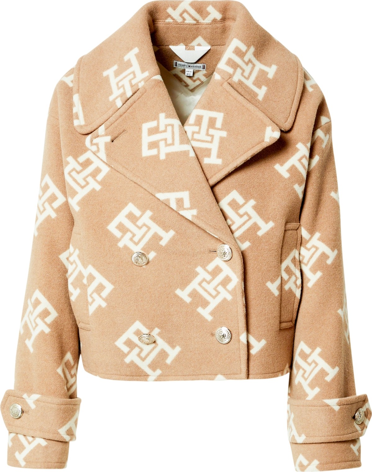 TOMMY HILFIGER Přechodná bunda tmavě béžová / bílá