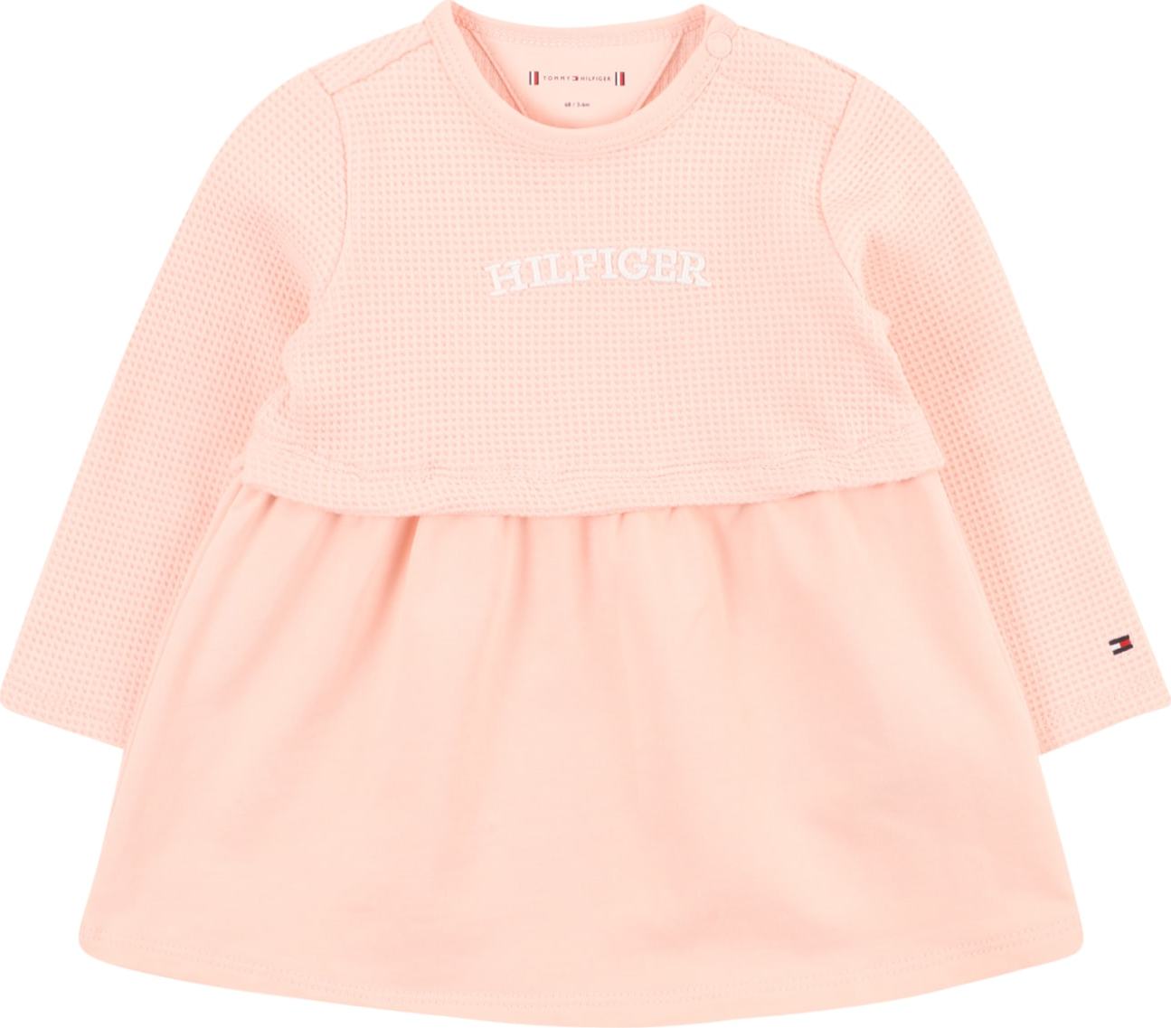 TOMMY HILFIGER Šaty pastelově růžová / bílá
