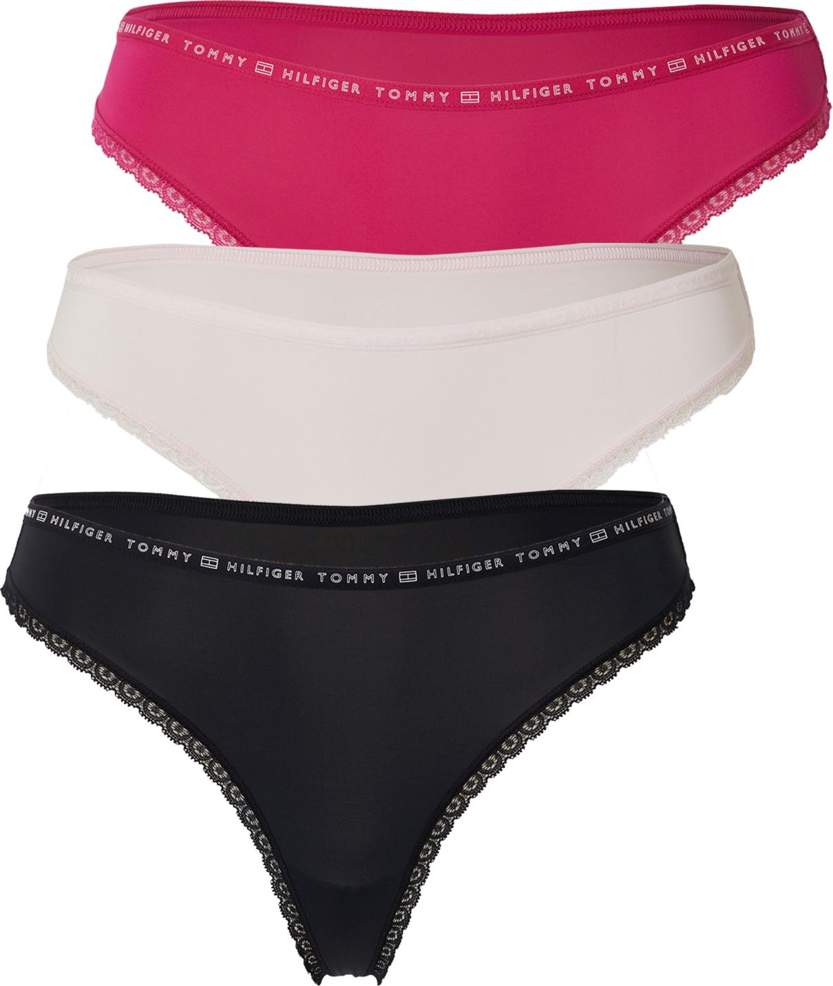 TOMMY HILFIGER Tanga magenta / růže / černá