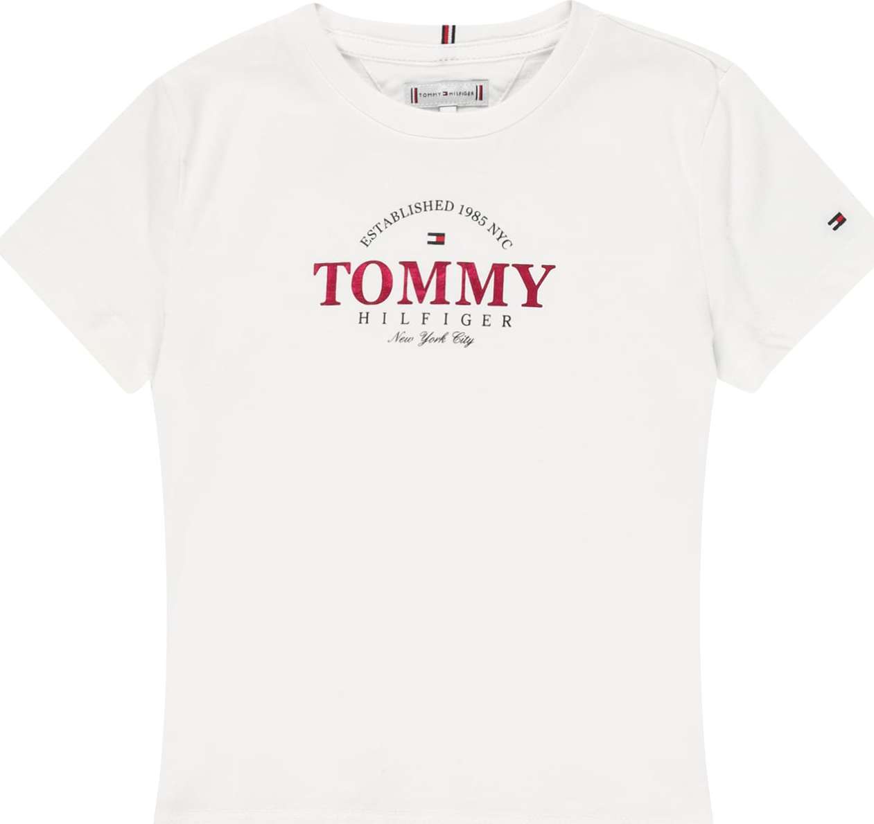 TOMMY HILFIGER Tričko tmavě modrá / purpurová / černá / bílá