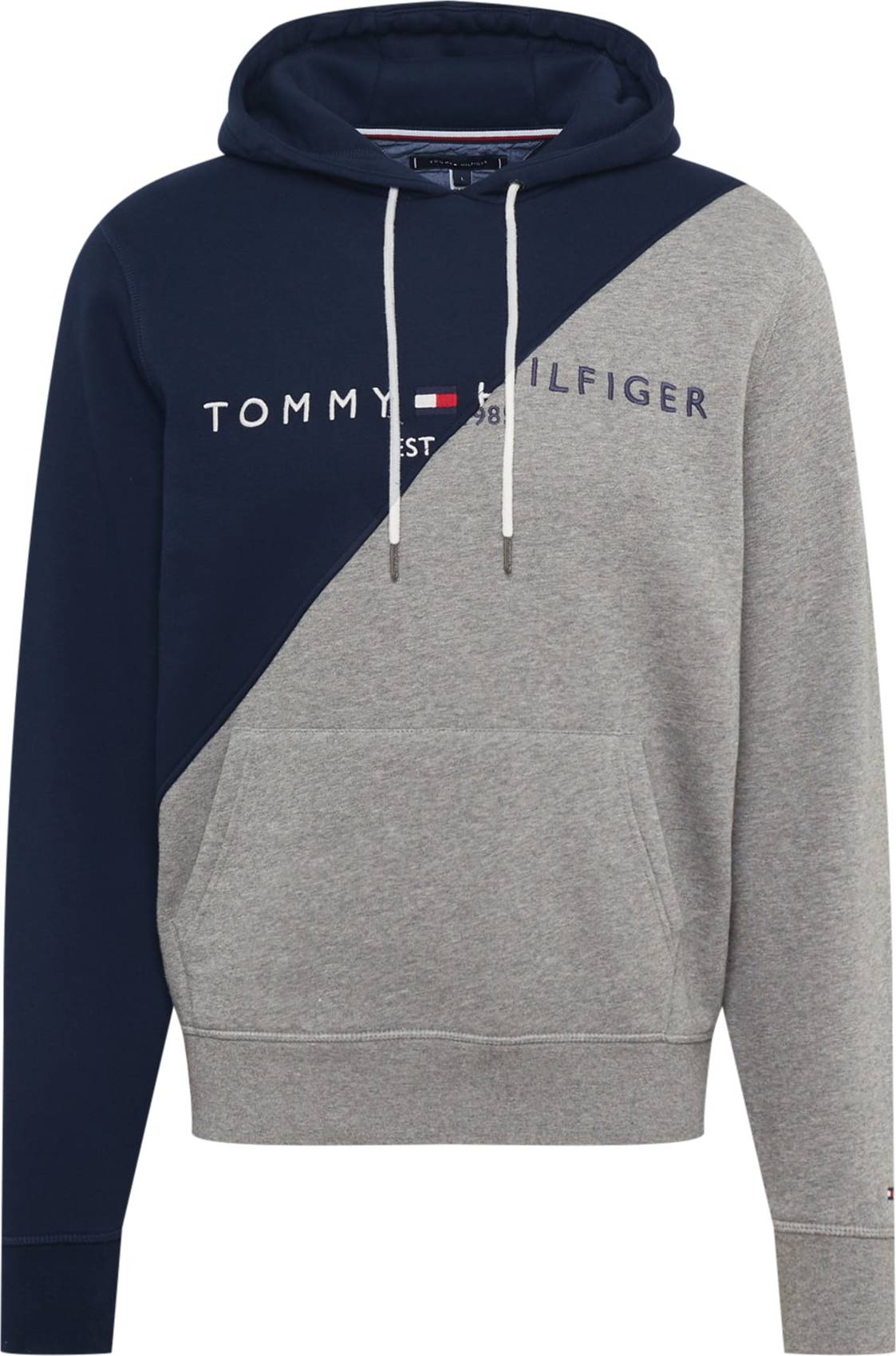 Tommy Jeans Mikina tmavě modrá / šedý melír / červená / bílá