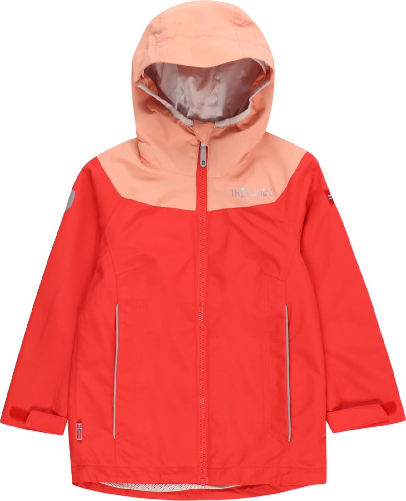 TROLLKIDS Outdoorová bunda 'Bergen' světle šedá / jasně oranžová / ohnivá červená