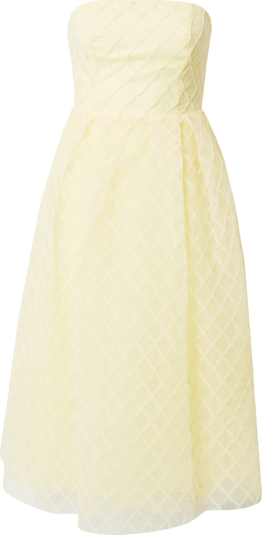 True Decadence Koktejlové šaty pastelově žlutá