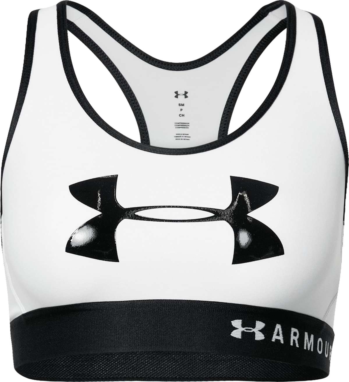 UNDER ARMOUR Sportovní podprsenka 'Graphic' černá / bílá