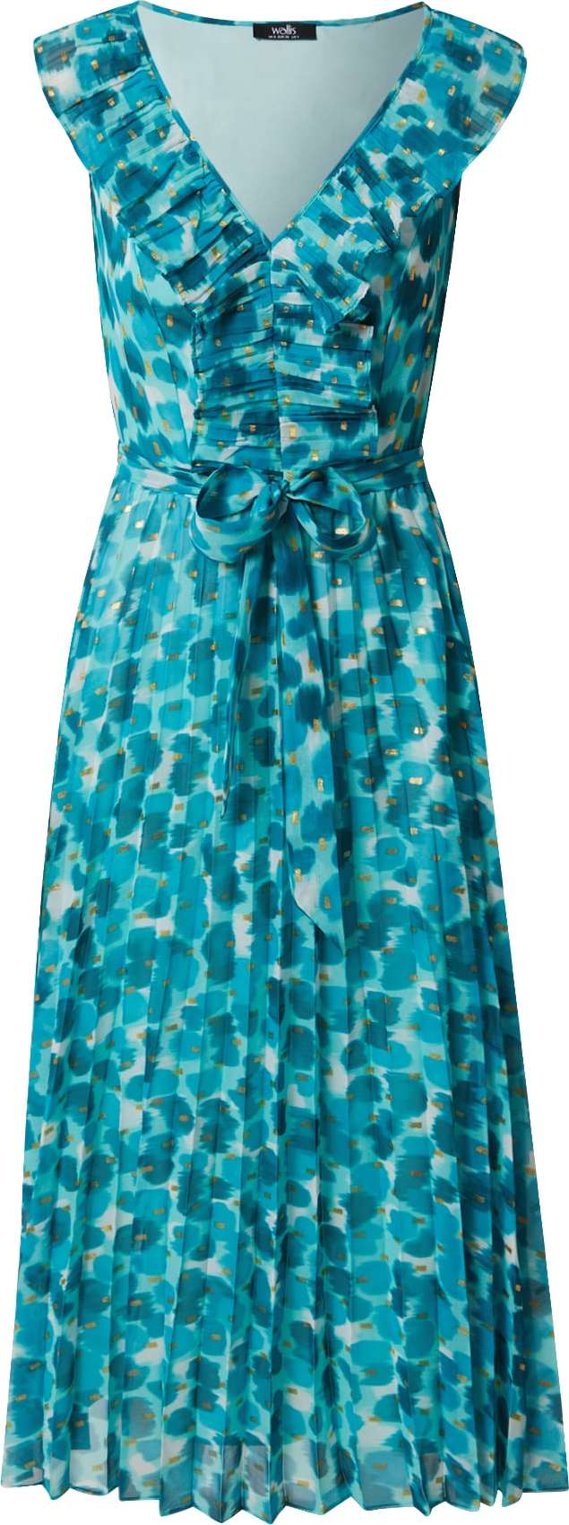 Wallis Letní šaty tyrkysová / aqua modrá / pastelová modrá / zlatá