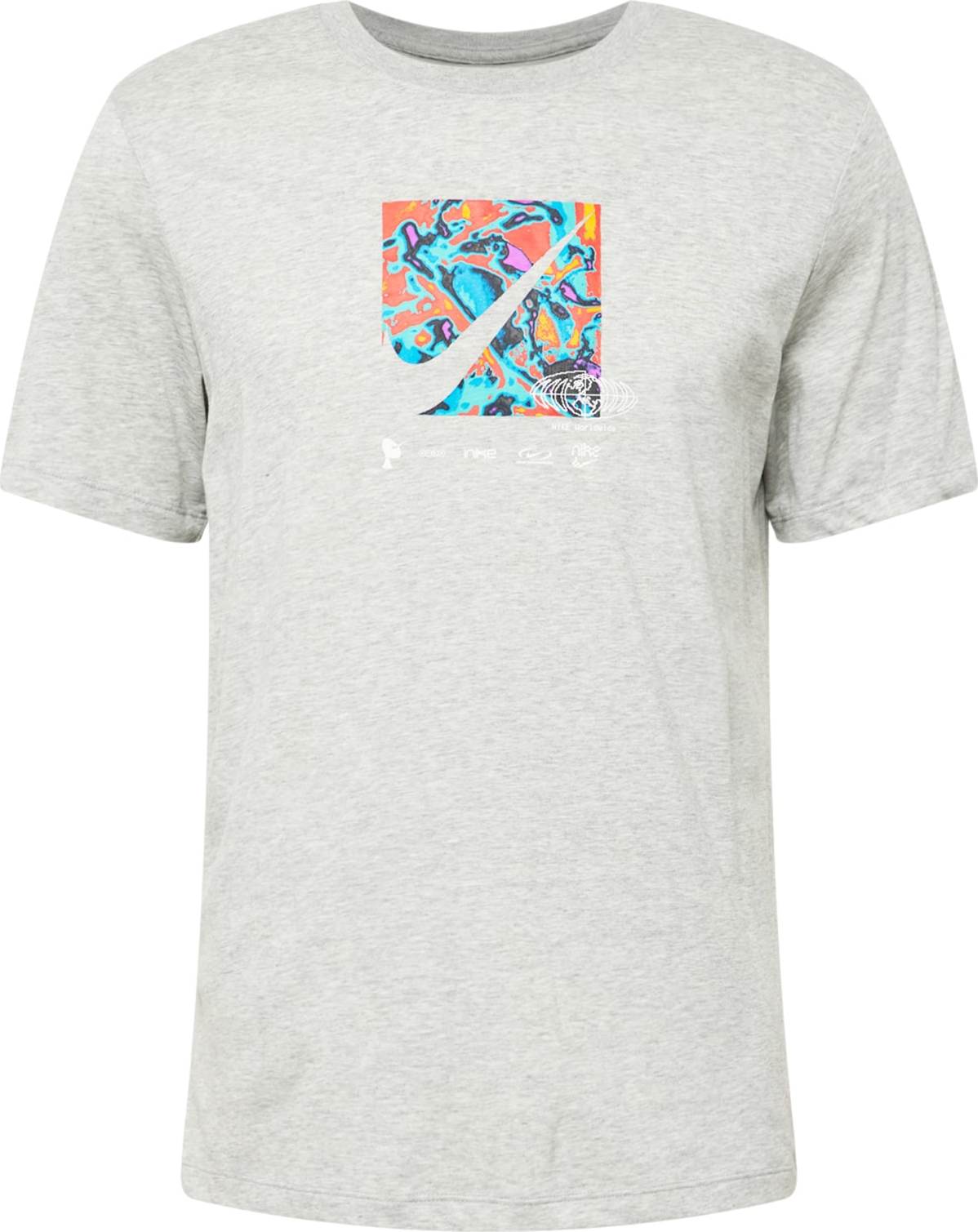 Funkční tričko Nike azurová / šedý melír / lososová / bílá