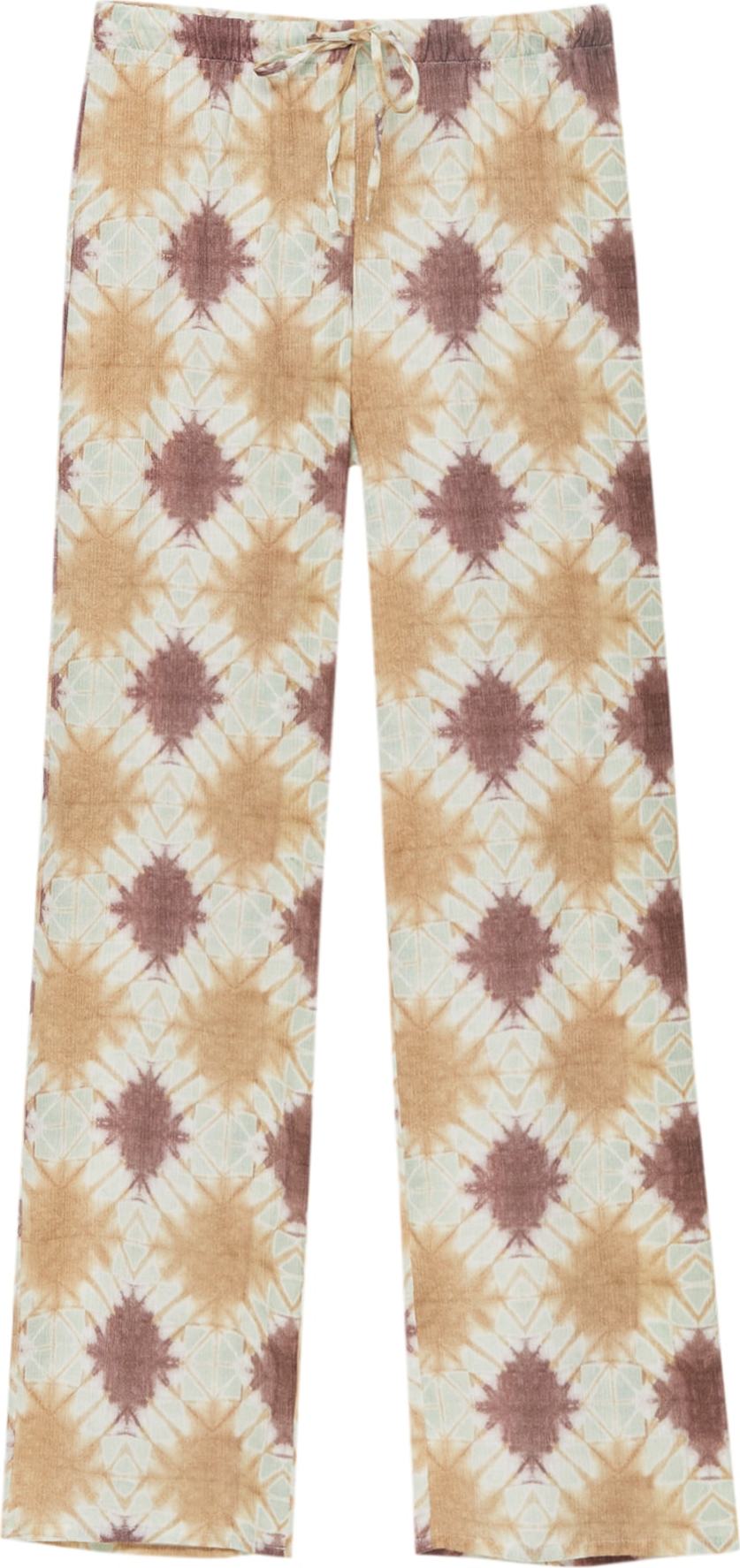 Kalhoty Pull&Bear hnědá / hořčicová / bílá