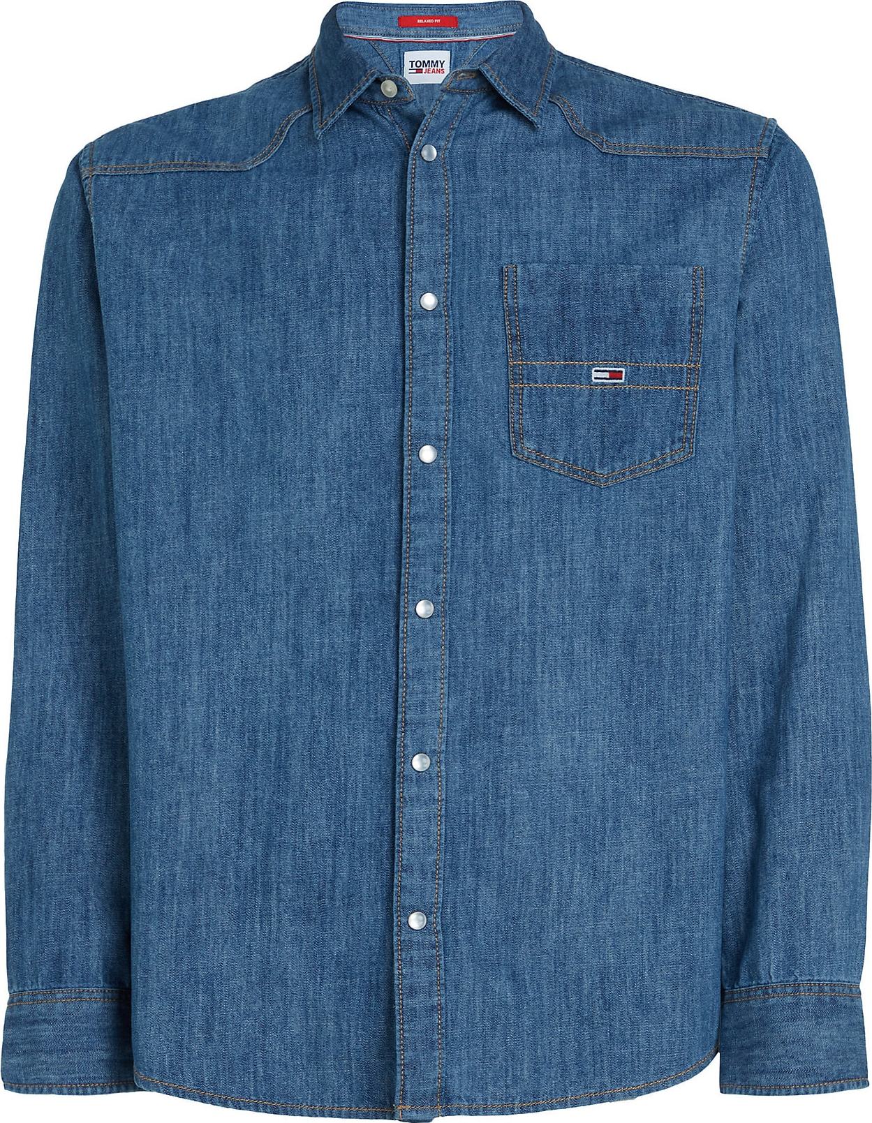 Košile Tommy Jeans modrá džínovina