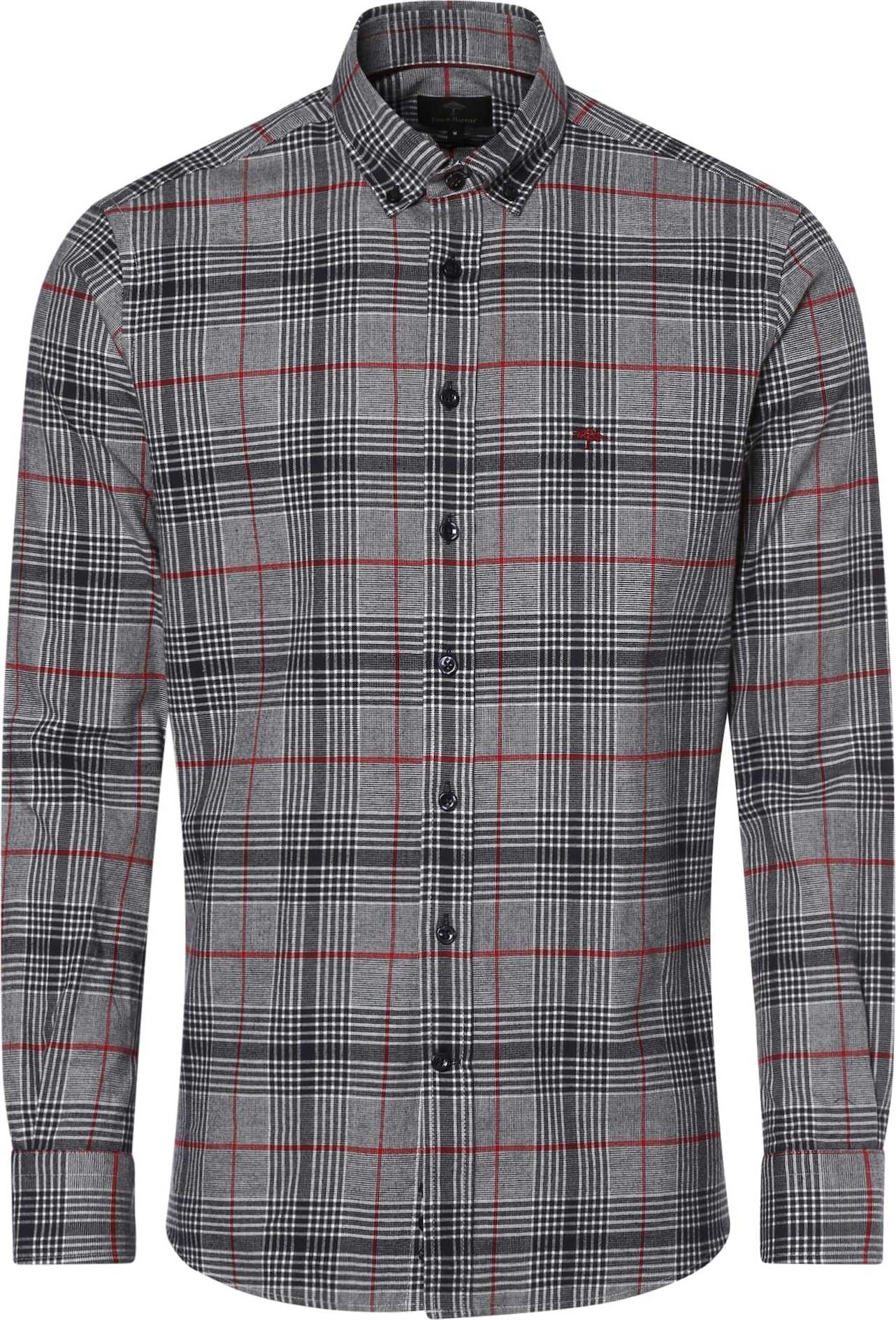 Košile FYNCH-HATTON šedá / antracitová / červená / offwhite