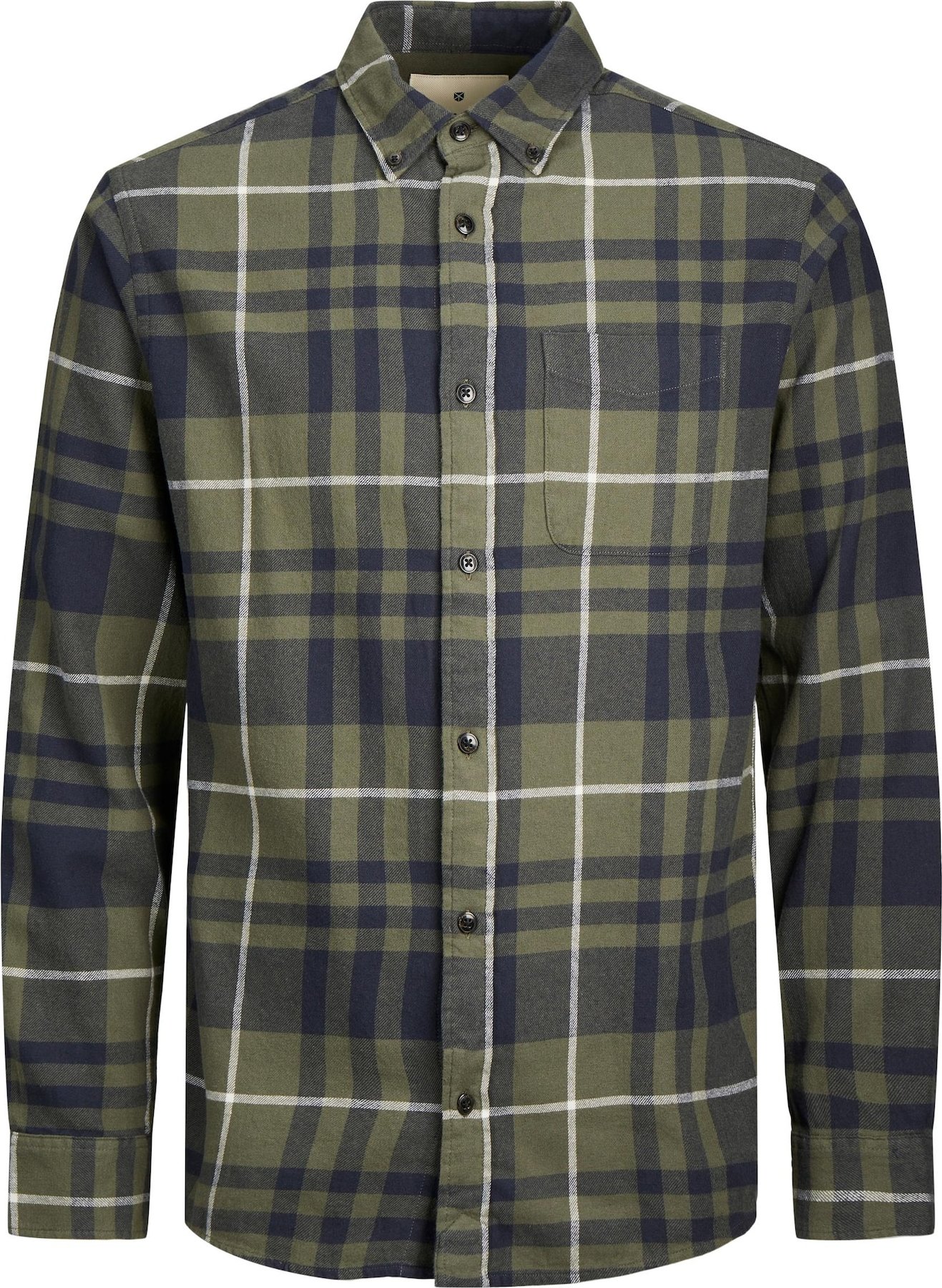 Košile 'Brook' jack & jones noční modrá / khaki / bílá