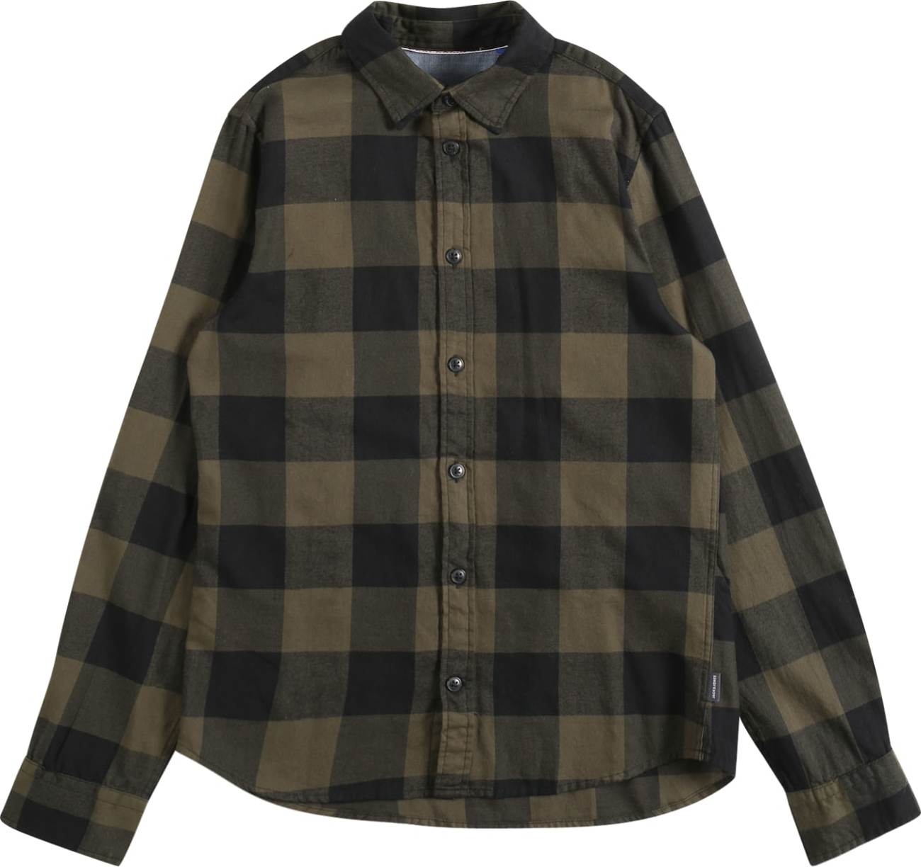 Košile 'Gingham' Jack & Jones Junior khaki / černá