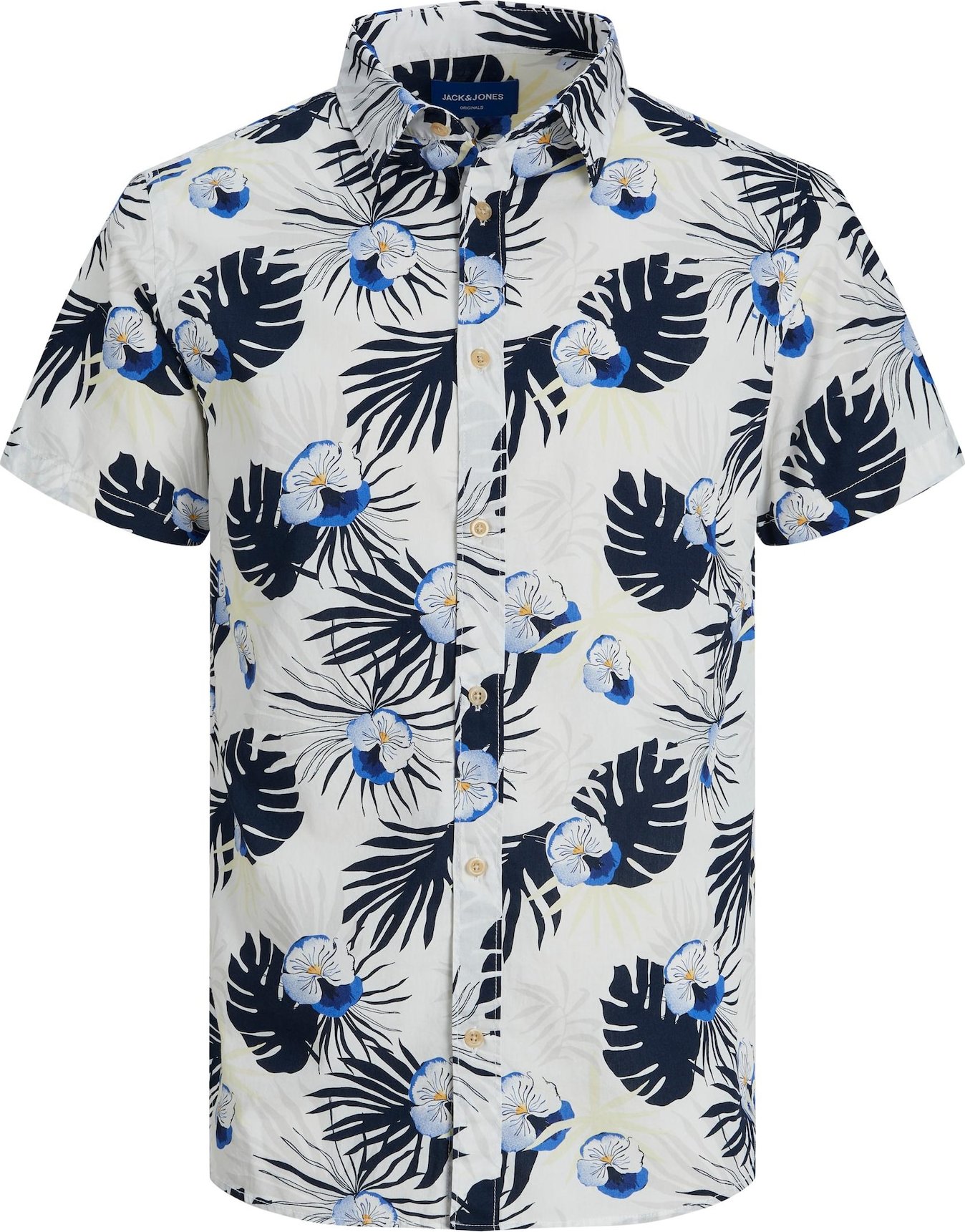 Košile 'James' jack & jones marine modrá / královská modrá / oranžová / perlově bílá