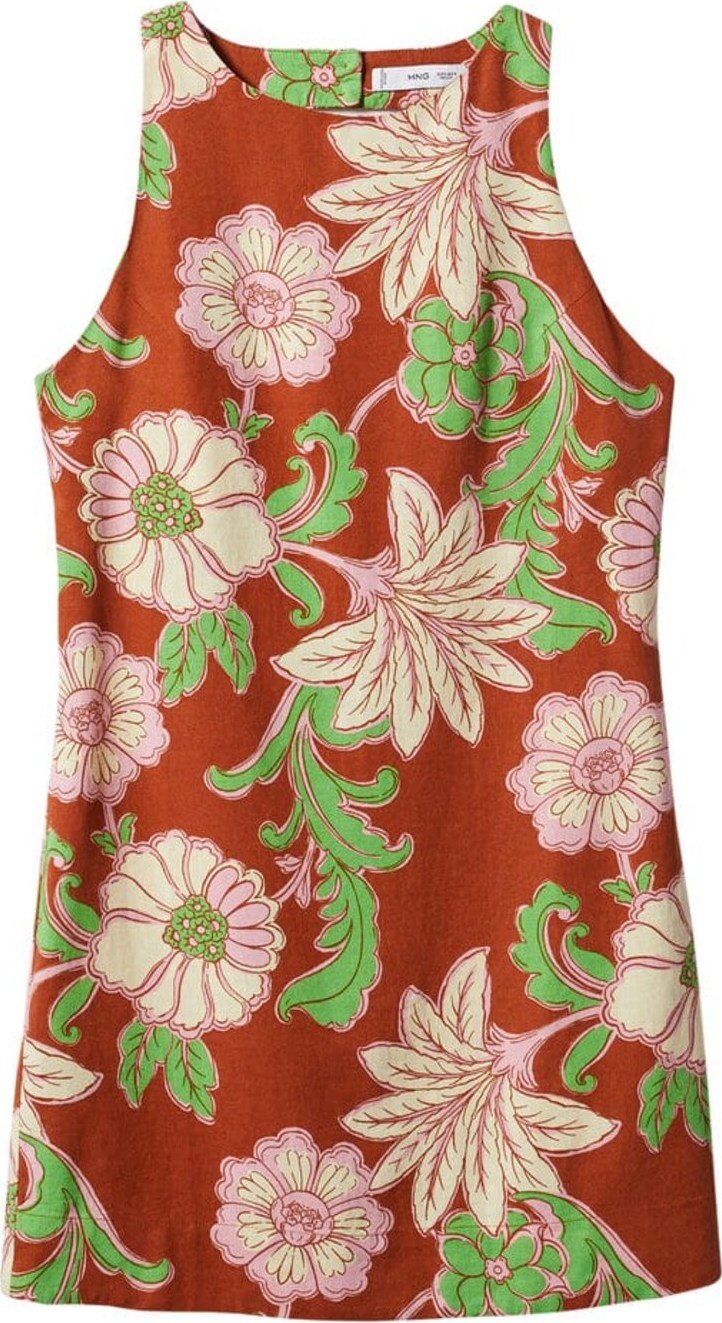 Letní šaty 'Noemi' Mango hnědá / světle zelená / růžová