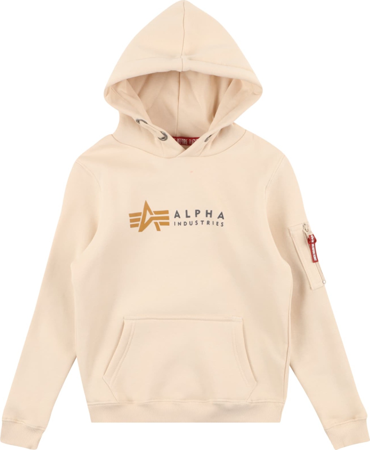 Mikina alpha industries světle béžová / sépiová / jasně červená / černá