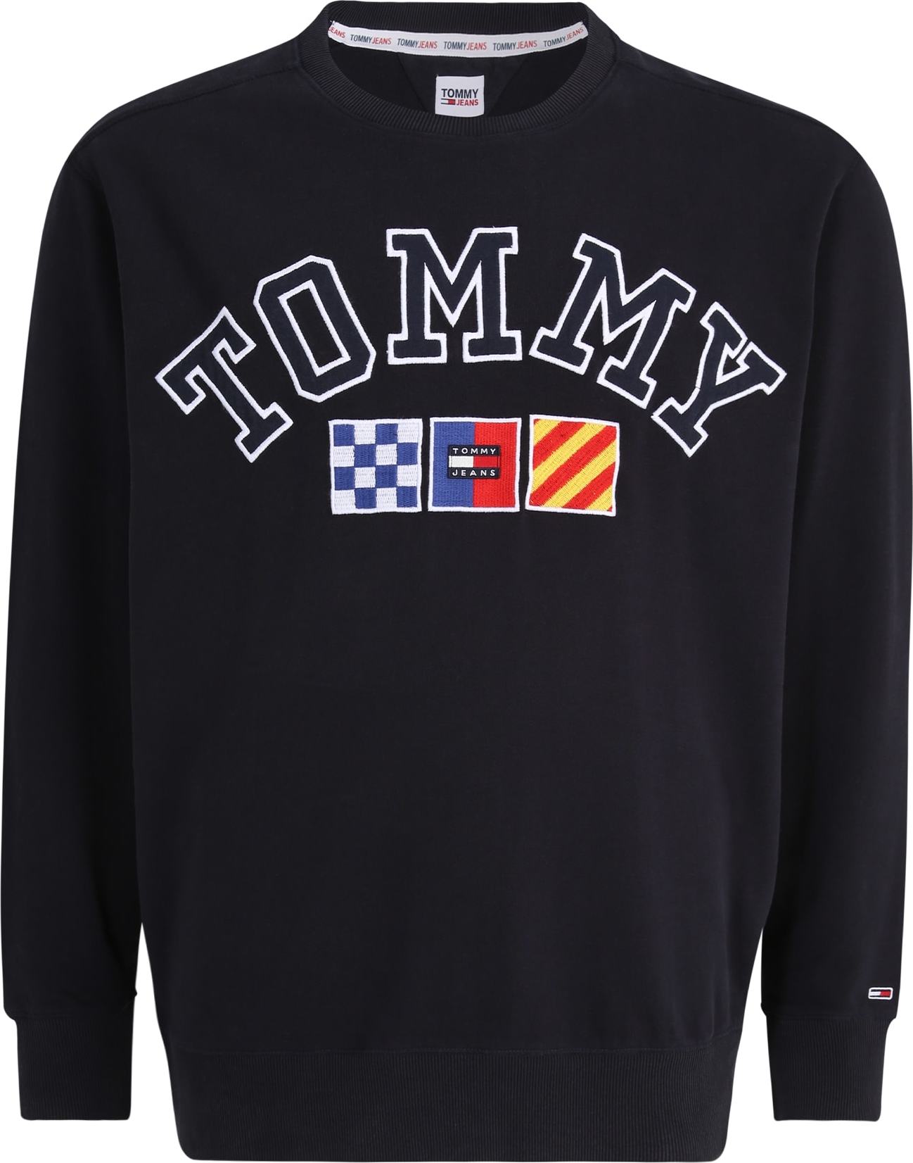 Mikina Tommy Jeans Plus modrá / námořnická modř / červená / bílá