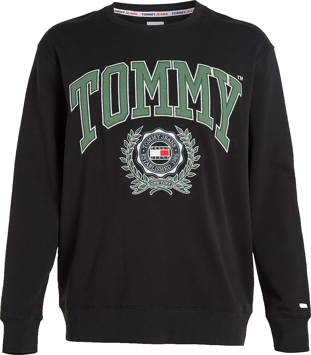Mikina Tommy Jeans Plus zelená / červená / černá / bílá