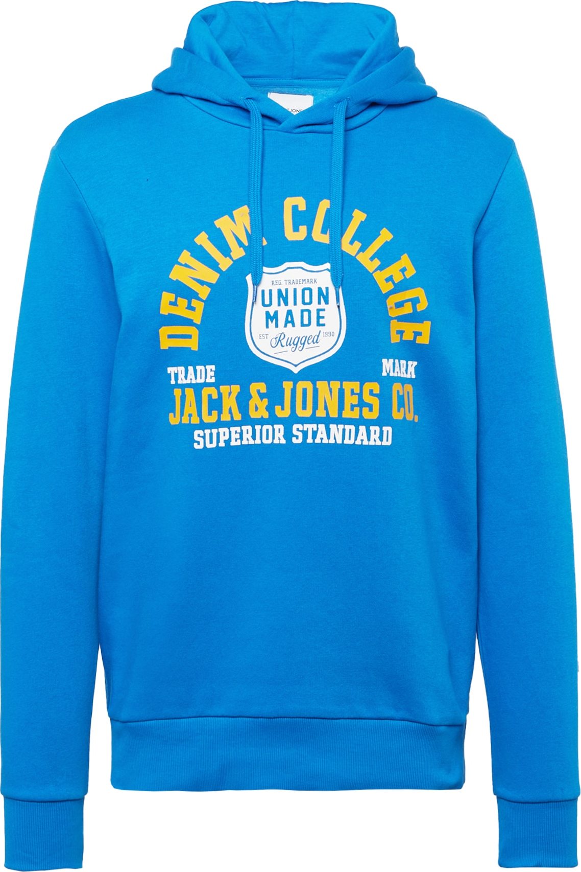 Mikina 'LOGO SWEAT HOOD ' jack & jones modrá / žlutá / bílá