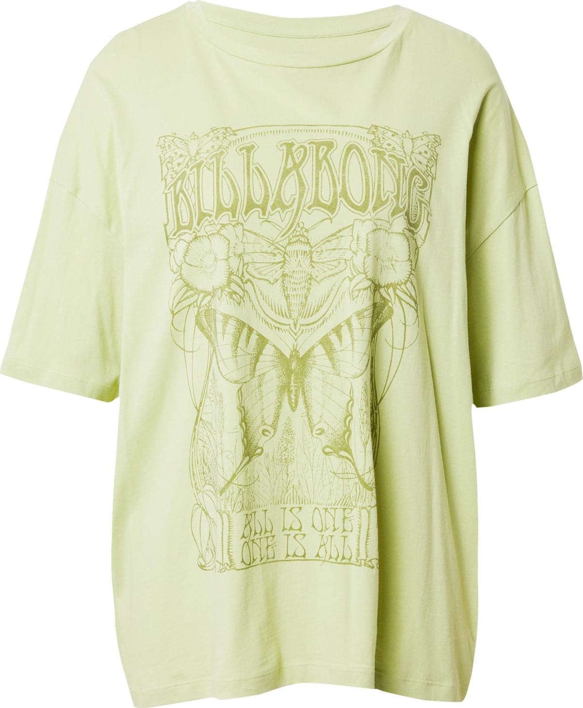 Oversized tričko 'ONE IS ALL' Billabong rákos / světle zelená