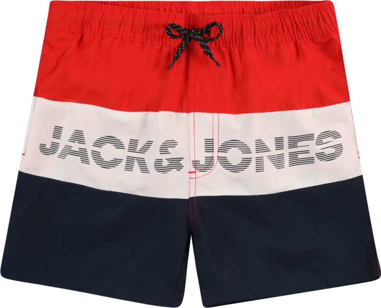 Plavecké šortky 'Fiji' Jack & Jones Junior tmavě modrá / ohnivá červená / bílá