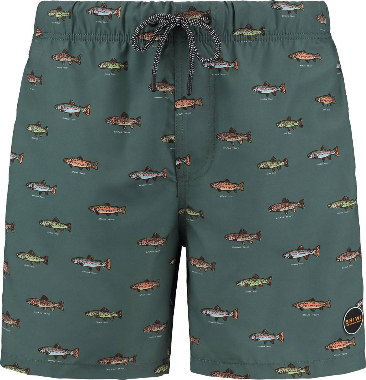 Plavecké šortky 'Go Fish' Shiwi světlemodrá / zelená / světle červená