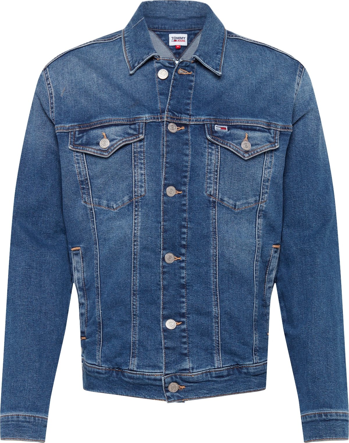 Přechodná bunda Tommy Jeans modrá džínovina