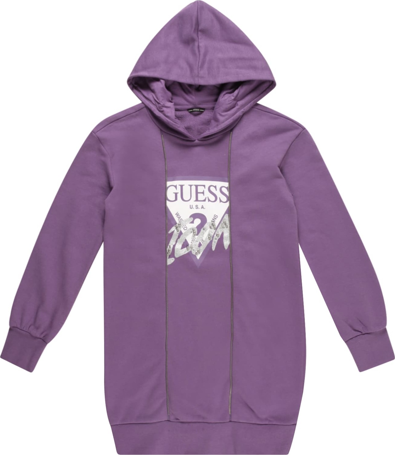 Šaty Guess tmavě fialová / stříbrná / bílá