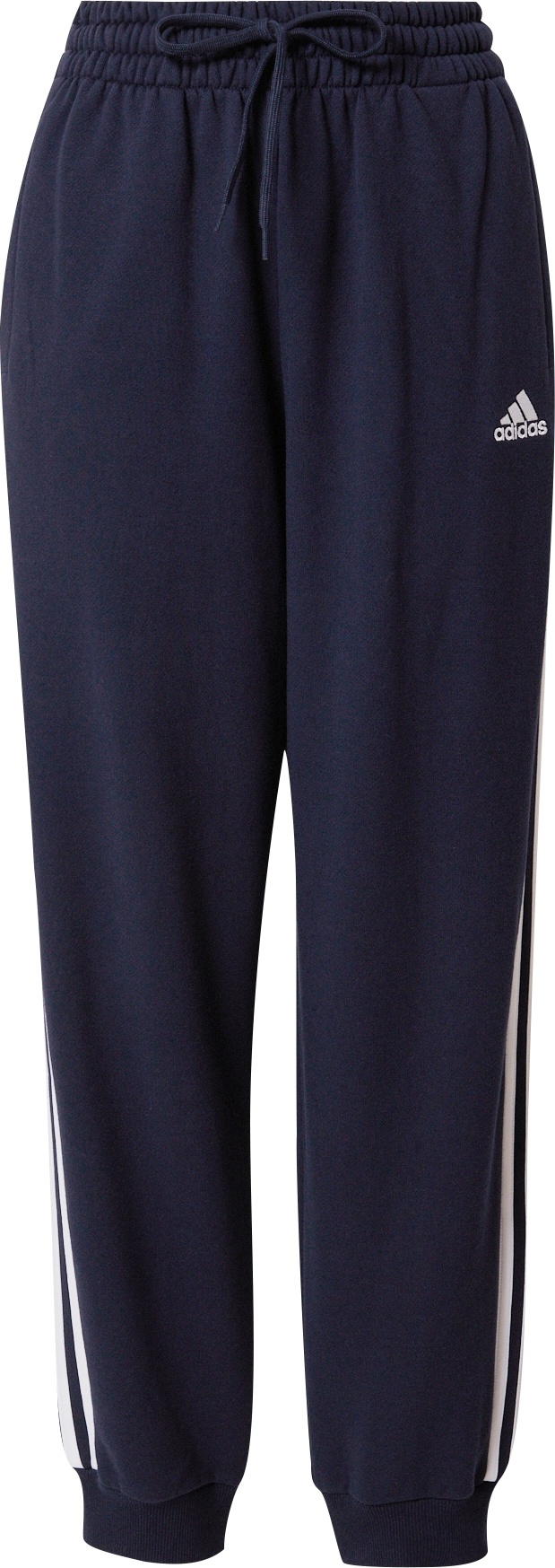 Sportovní kalhoty 'Essentials 3-Stripes French Terry Loose-Fit' ADIDAS SPORTSWEAR námořnická modř / bílá