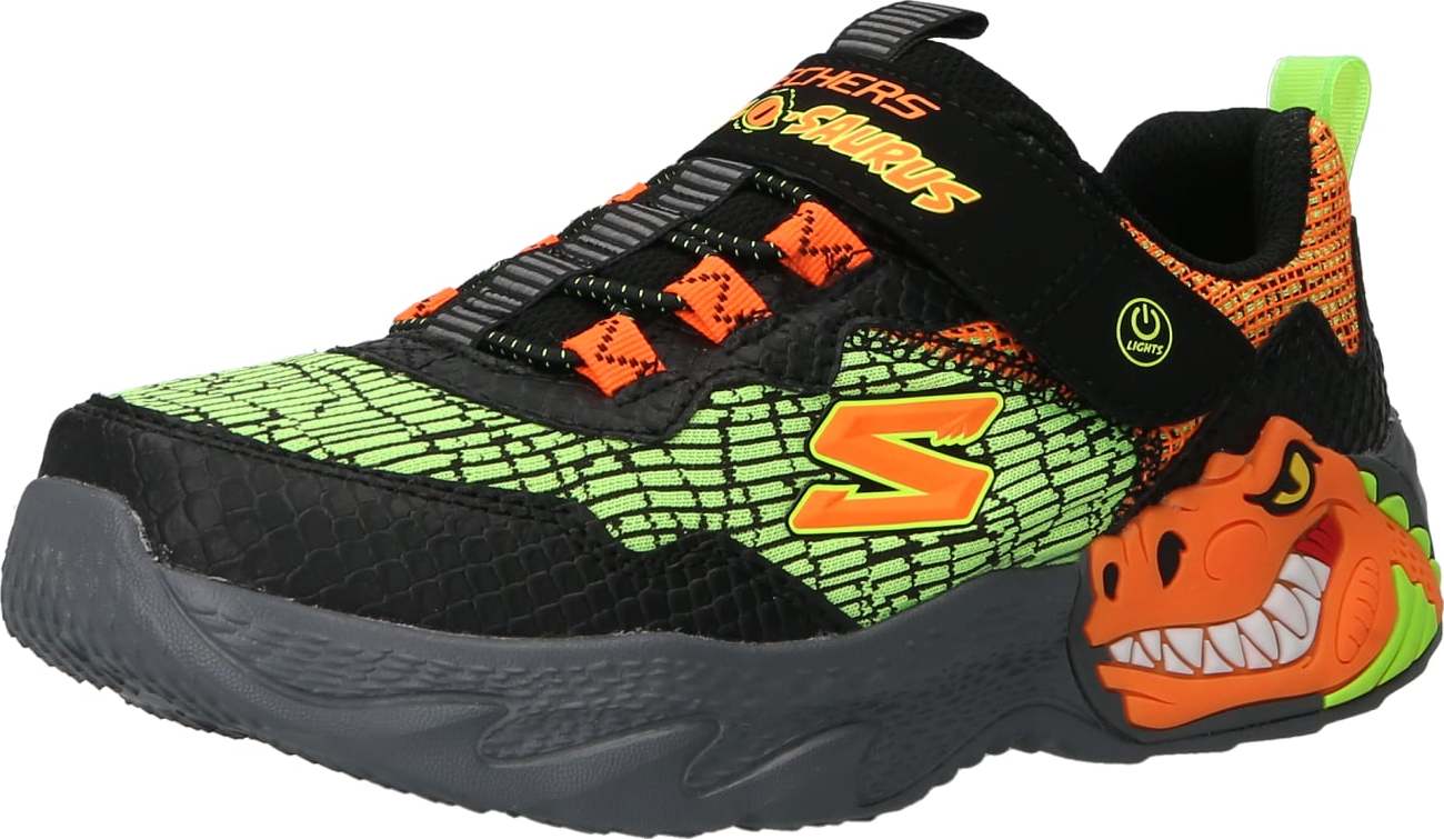 Tenisky Skechers světle zelená / oranžová / černá