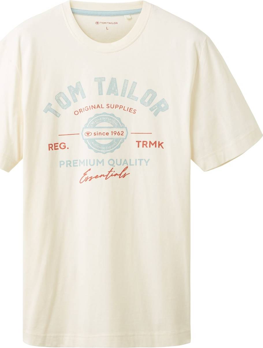 Tričko Tom Tailor krémová / tyrkysová / oranžová