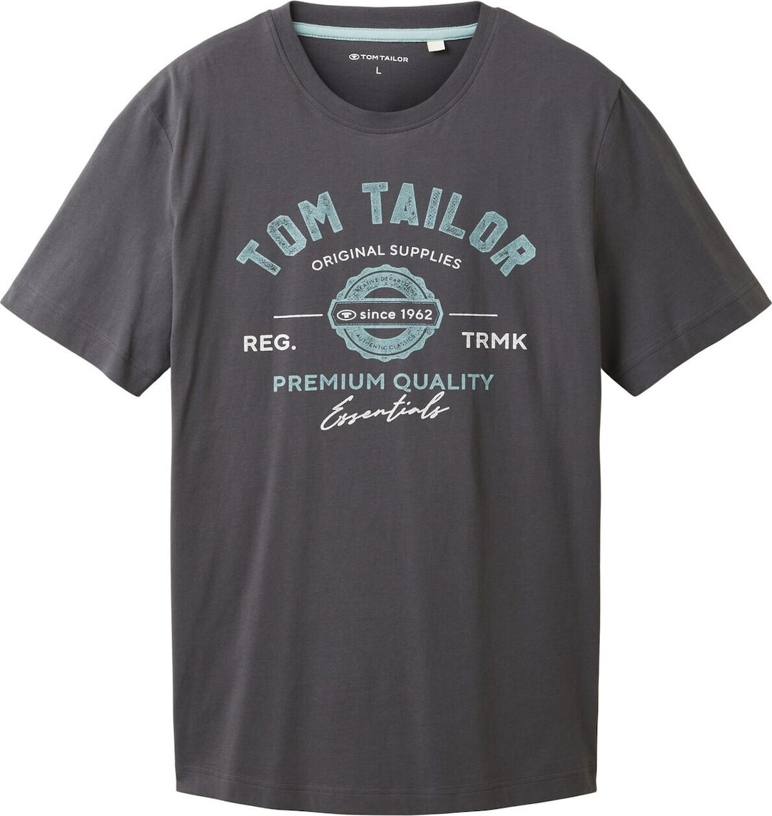 Tričko Tom Tailor tyrkysová / světle šedá / tmavě šedá