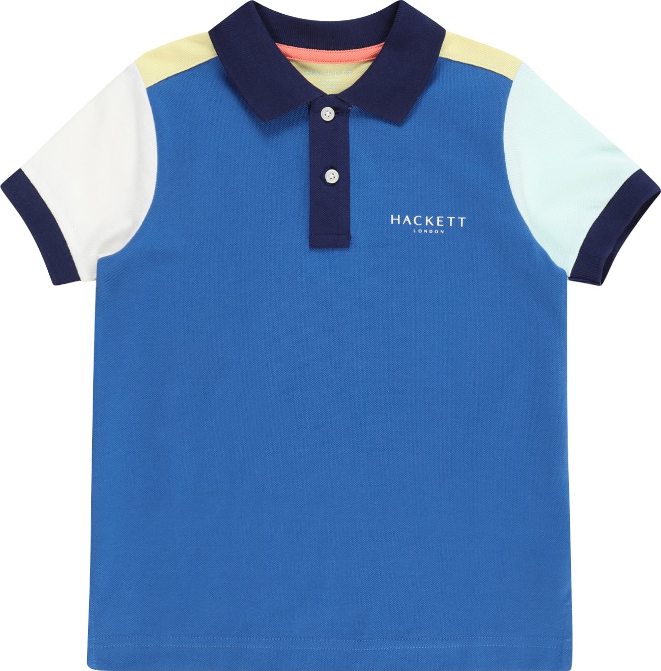 Tričko Hackett London námořnická modř / noční modrá / světle žlutá / světle růžová