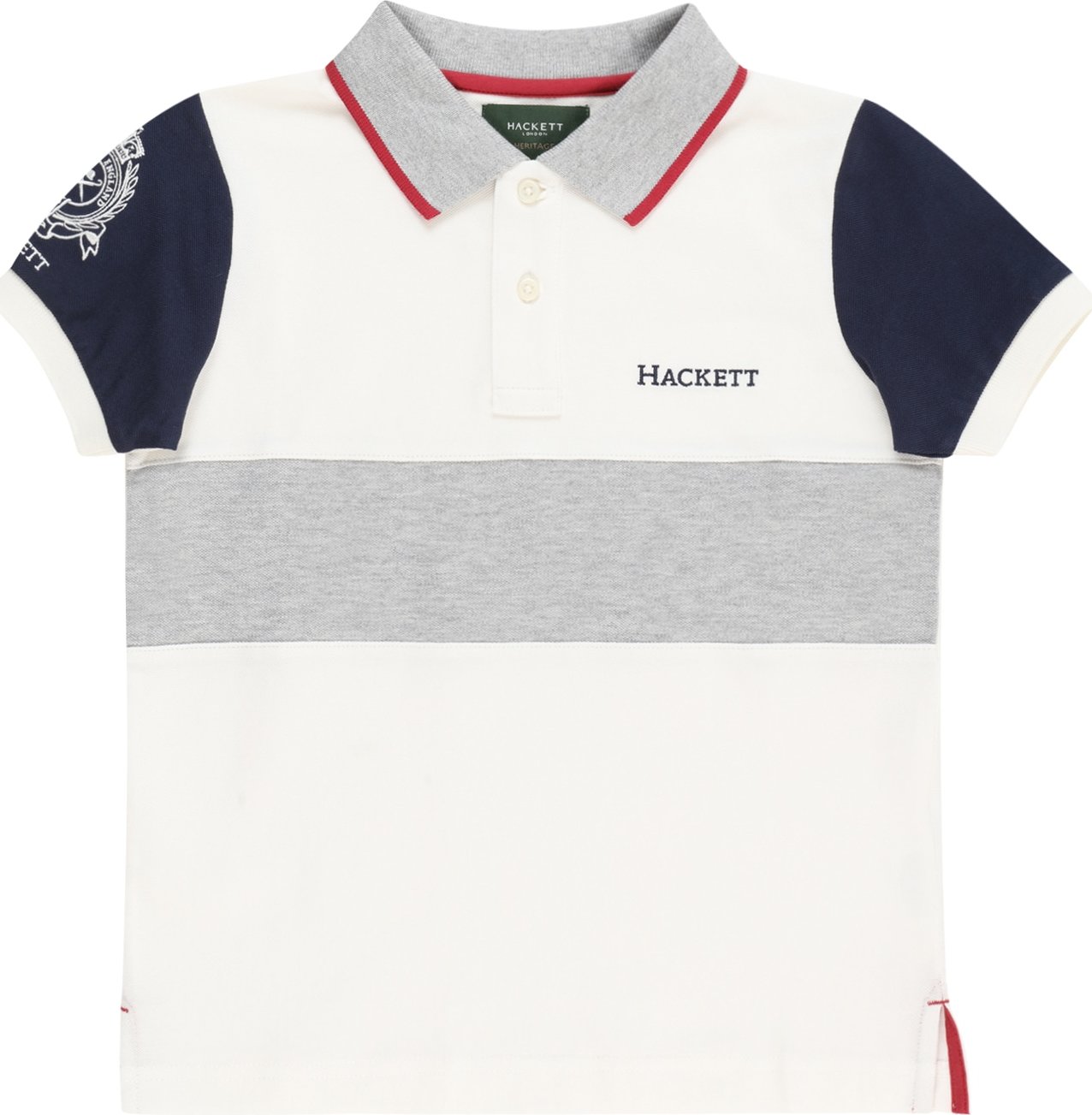 Tričko Hackett London námořnická modř / šedý melír / červená / bílá